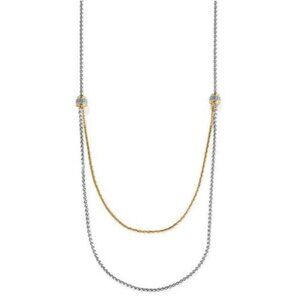 Brighton MERIDIAN PETITE DOUBLE Silver Gold Necklace Style JM7452 MSRP $138 NWT